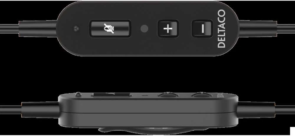 USB mono ausinės DELTACO OFFICE garso valdymas, triukšmą mažinantis mikrofonas, juodas / DELO-0650