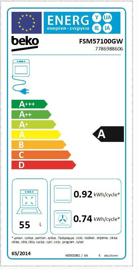 Viryklė BEKO FSM57100GW