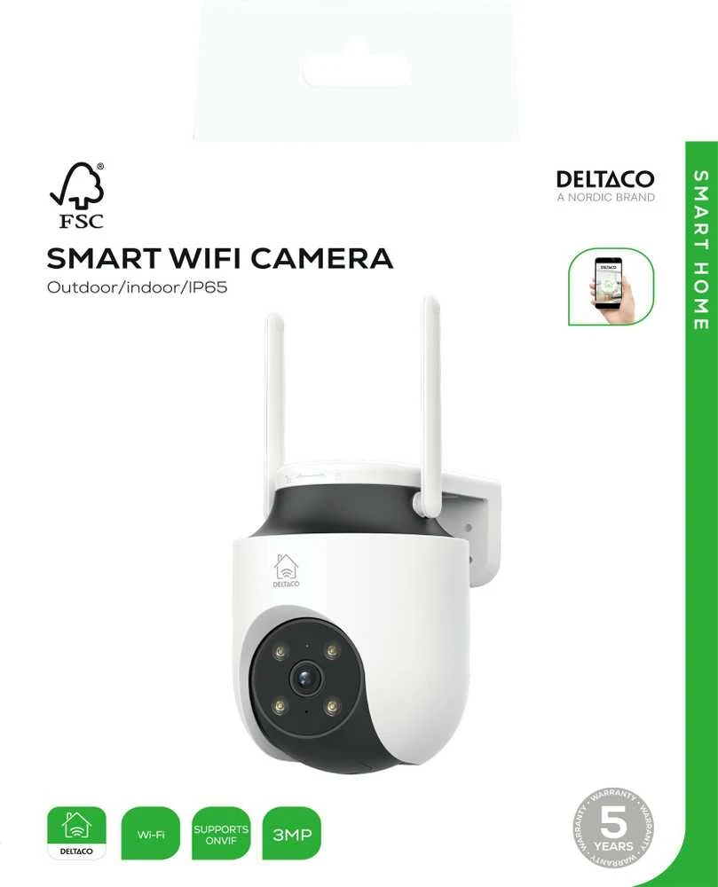 Vidaus / lauko kamera Deltaco SMART HOME SH-IPC18, 3 MP