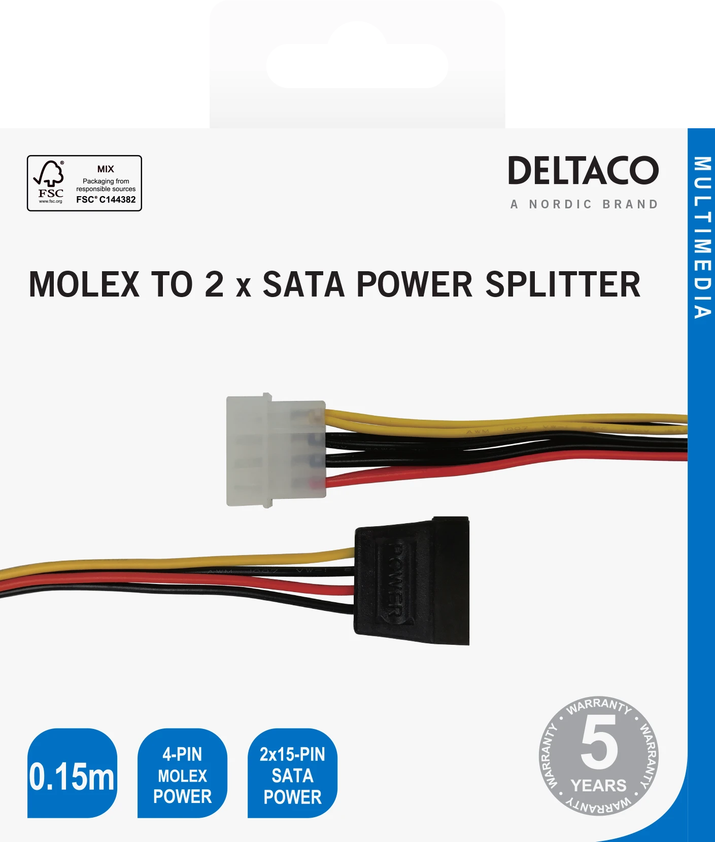 Y maitinimo laidas DELTACO ddviems SATA SSD standžiesiems diskams / 00200003