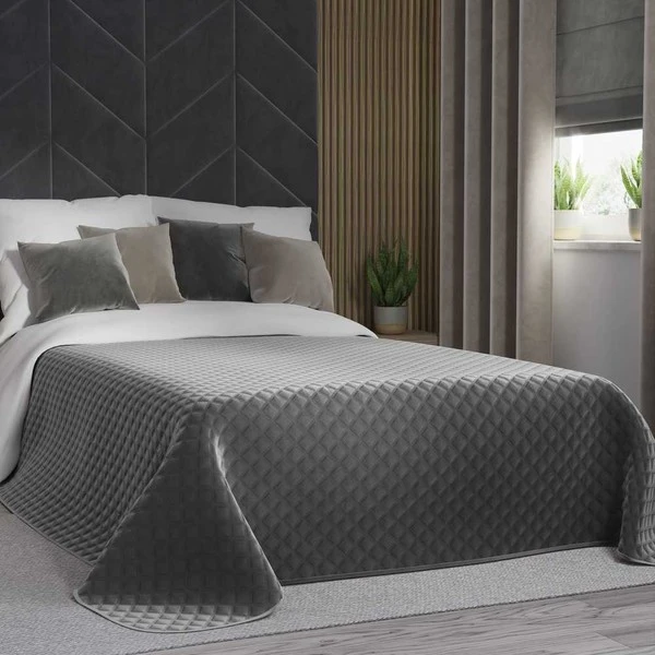 Velveto lovatiesė VELVI ANTHRACITE, 220x240 cm (tamsiai pilka)
