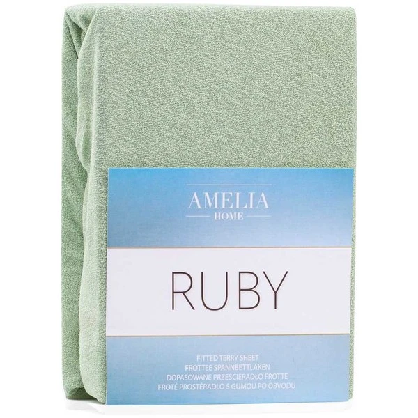 Paklodė su guma frotinė šviesiai žalios spalvos Amelia Home Ruby