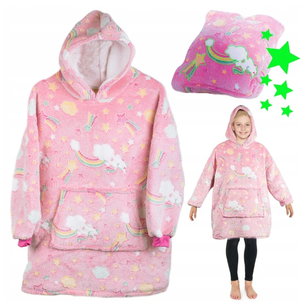 Pink Tamsoje Šviečiantis Vaikiškas Pledas - Džemperis Rožinė