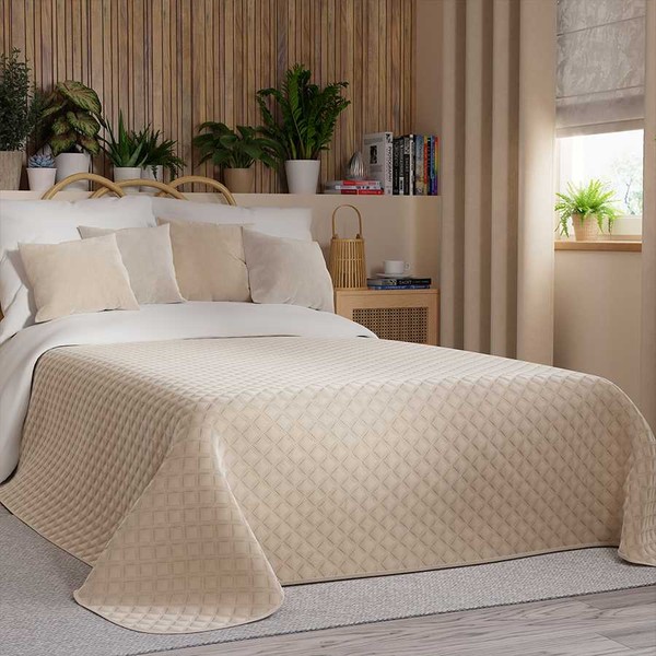 Velveto lovatiesė VELVI LIGHT BEIGE, 220x240 cm