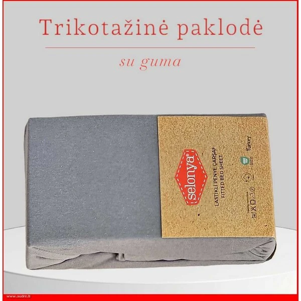 Trikotažinė elastinga medvilnės paklodė su guma 100/140/160/180/200x200+30cm. melsva - šviesiai mėlyna - 100x200+30cm.