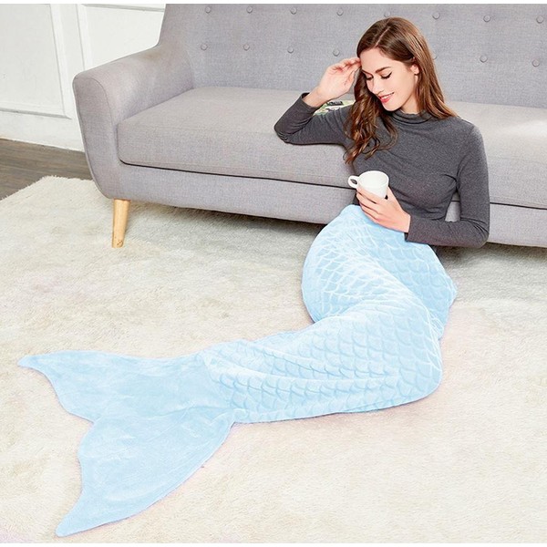 Pledas DecoKing Siren 140 cm, spalva: pastelinė mėlyna