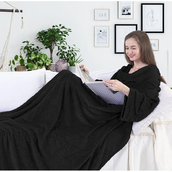 Pledas DecoKing Lazy, juodas, 150 cm x 180 cm