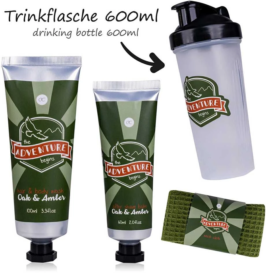 Bath set ADVENTURE COLLECTION in drinking bottle