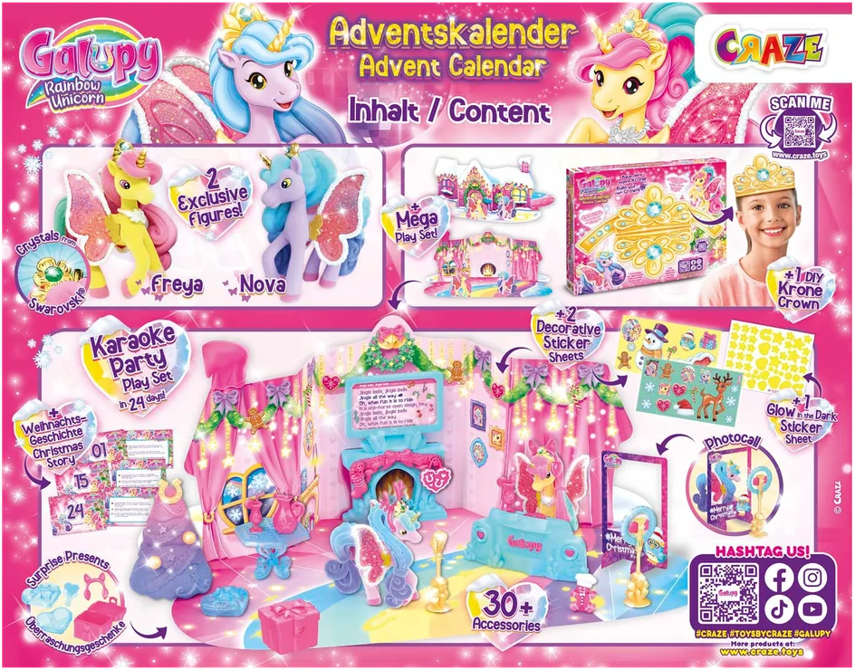 Vienaragių Advento kalendorius CRAZE "Galupy Rainbow Unicorn"