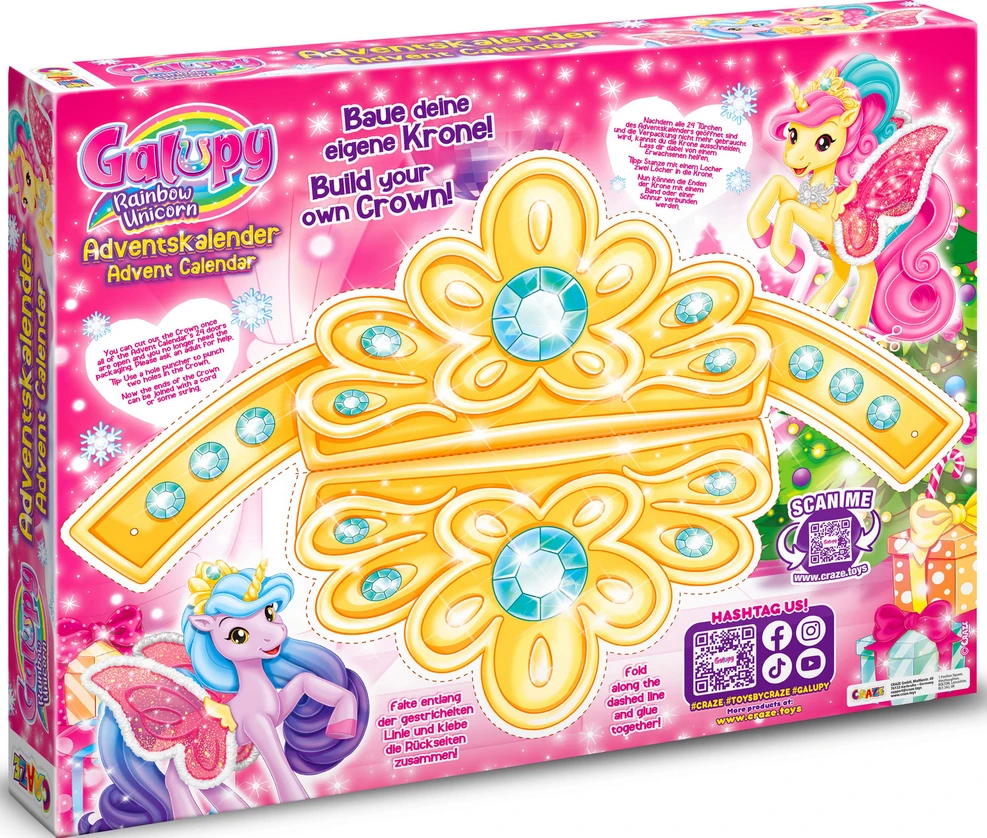 Galupy Unicorn advento kalendorius su karūnos konstrukcija