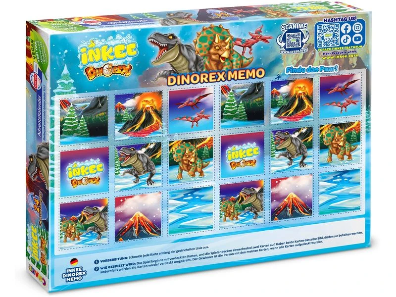 Maudynių Advento kalendorius su dinozaurų tematika CRAZE "INKEE Dinorex"