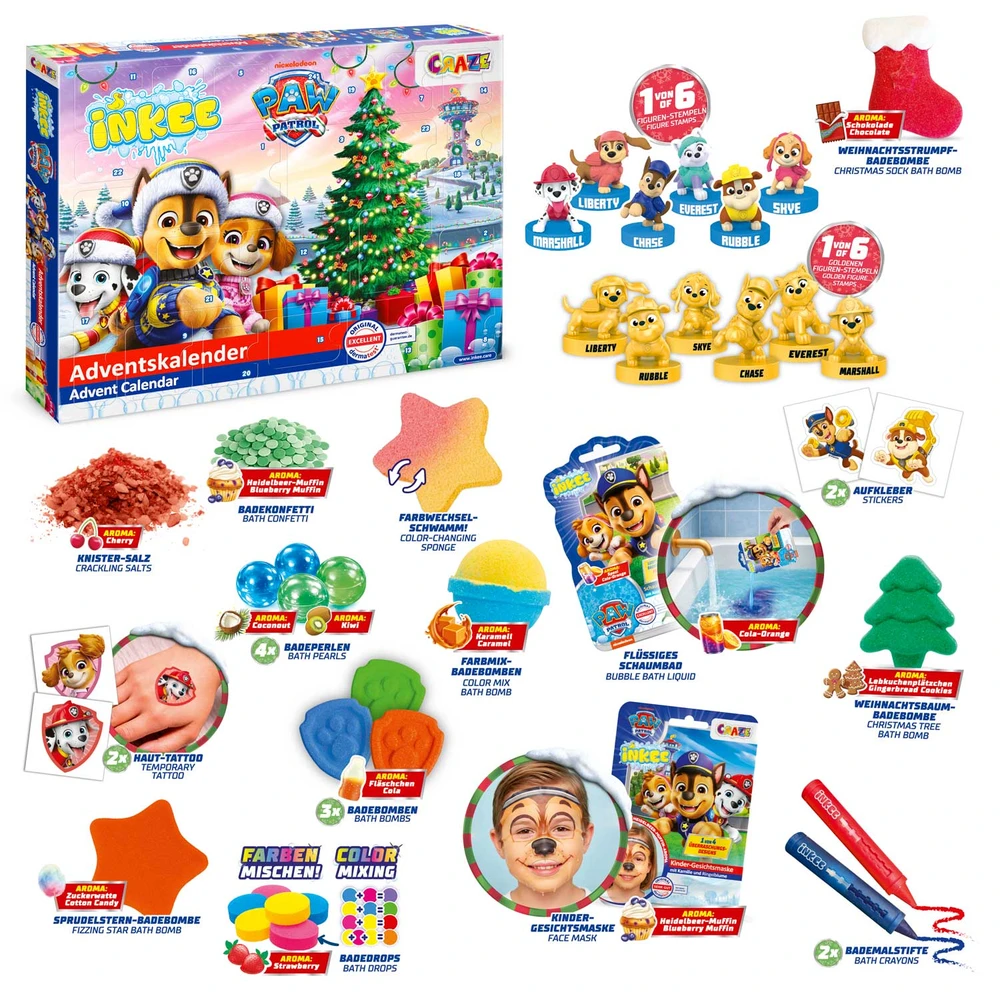 Maudynių Advento kalendorius vaikams CRAZE "INKEE Paw Patrol"