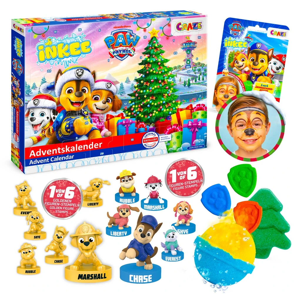 Maudynių Advento kalendorius vaikams CRAZE "INKEE Paw Patrol"
