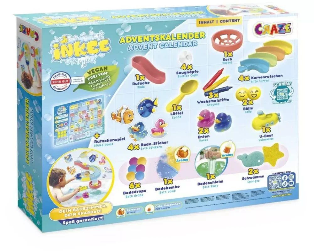 Inkee Toys advento kalendorius – komplekto sudėtis