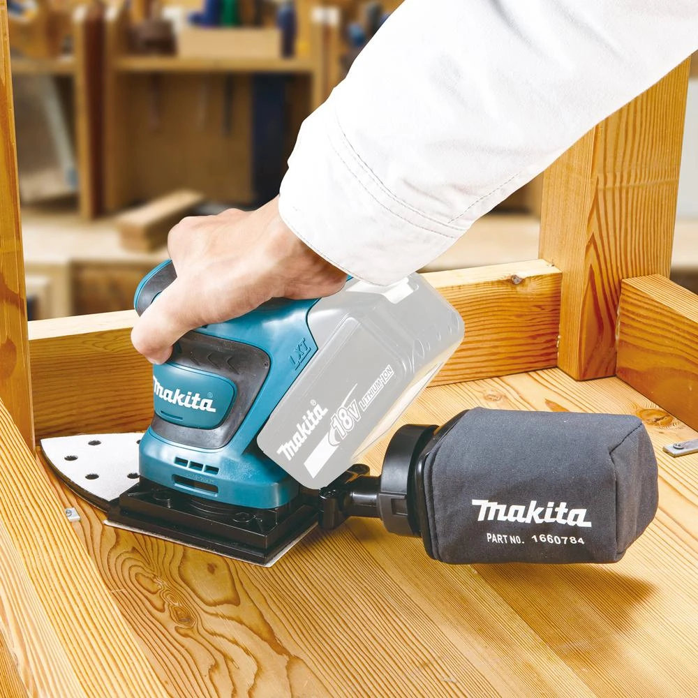 MAKITA akumuliatorinis ekscentrinis šlifuoklis DBO480Z 18V 93x185mm be akumuliatoriaus ir kroviklio