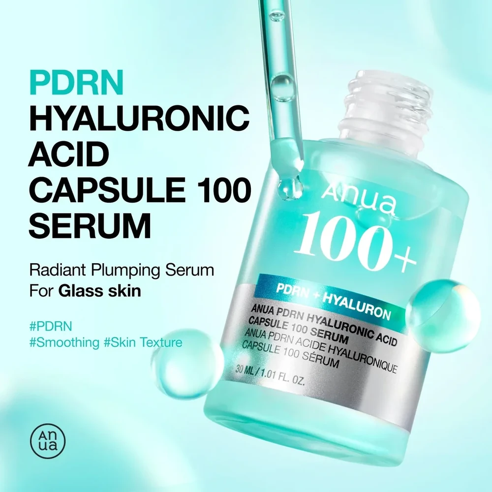 „Anua 100+ PDRN“ ir hialurono rūgšties drėkinamasis ir lyginamasis veido serumas, 30 ml