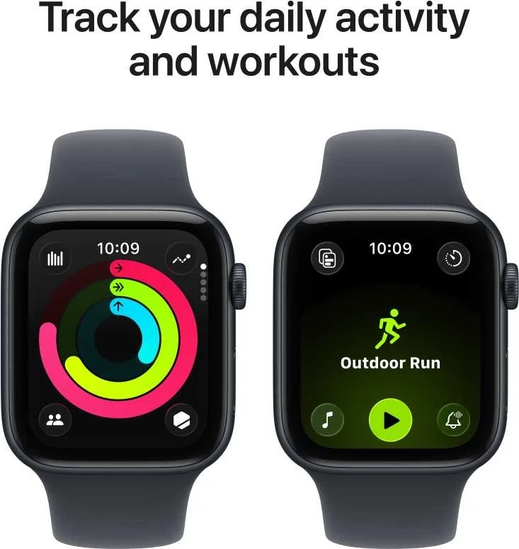 Apple Watch SE 3 GPS 44mm Midnight Aluminium Case with Midnight Sport Band - M/L - MEHQ4ET/A