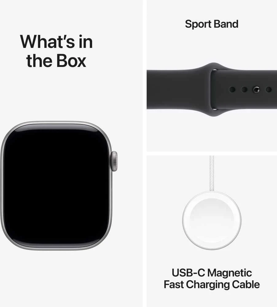 Apple Watch Series 11 GPS 42mm Space Grey Aluminium Case with Black Sport Band - M/L - MEQX4ET/A