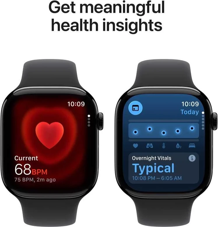 Apple Watch Series 11 GPS + Cellular 46mm Jet Black Aluminium Case with Black Sport Band - M/L - MFC44ET/A