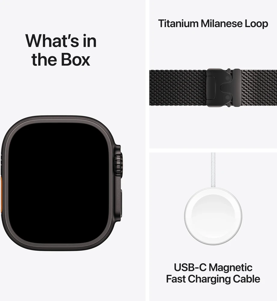 Apple Watch Ultra 3 GPS + Cellular 49mm Black Titanium Case with Black Titanium Milanese Loop - Medium - MF1Q4ET/A