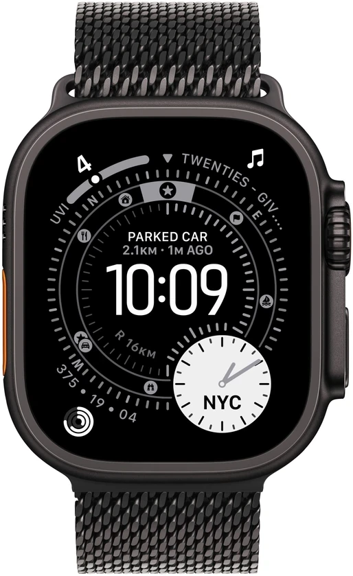 Apple Watch Ultra 3 GPS + Cellular 49mm Black Titanium Case with Black Titanium Milanese Loop - Medium - MF1Q4ET/A