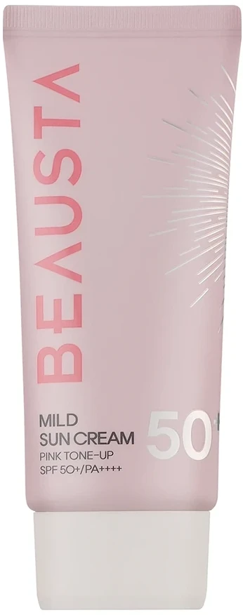 Apsauginis tonuojantis kremas nuo saulės BEAUSTA Mild Sun Cream Pink Tone-Up SPF50+, 50 ml