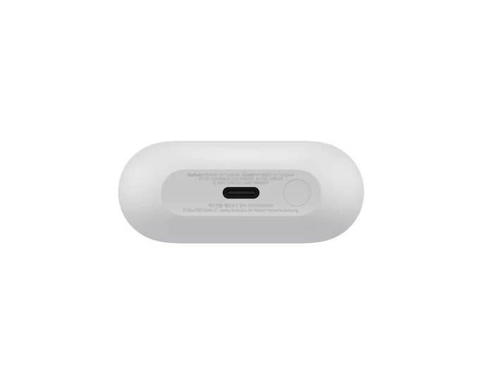 Samsung Galaxy Buds3 FE pilkos ausinės, apatinė dalis