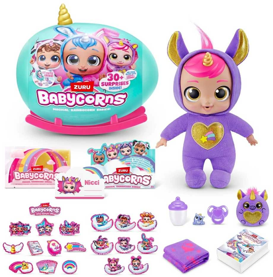 BABYCORNS lėlė su aksesuarais Magical Rainbocorn Babies, 1 serija, asort., 92108