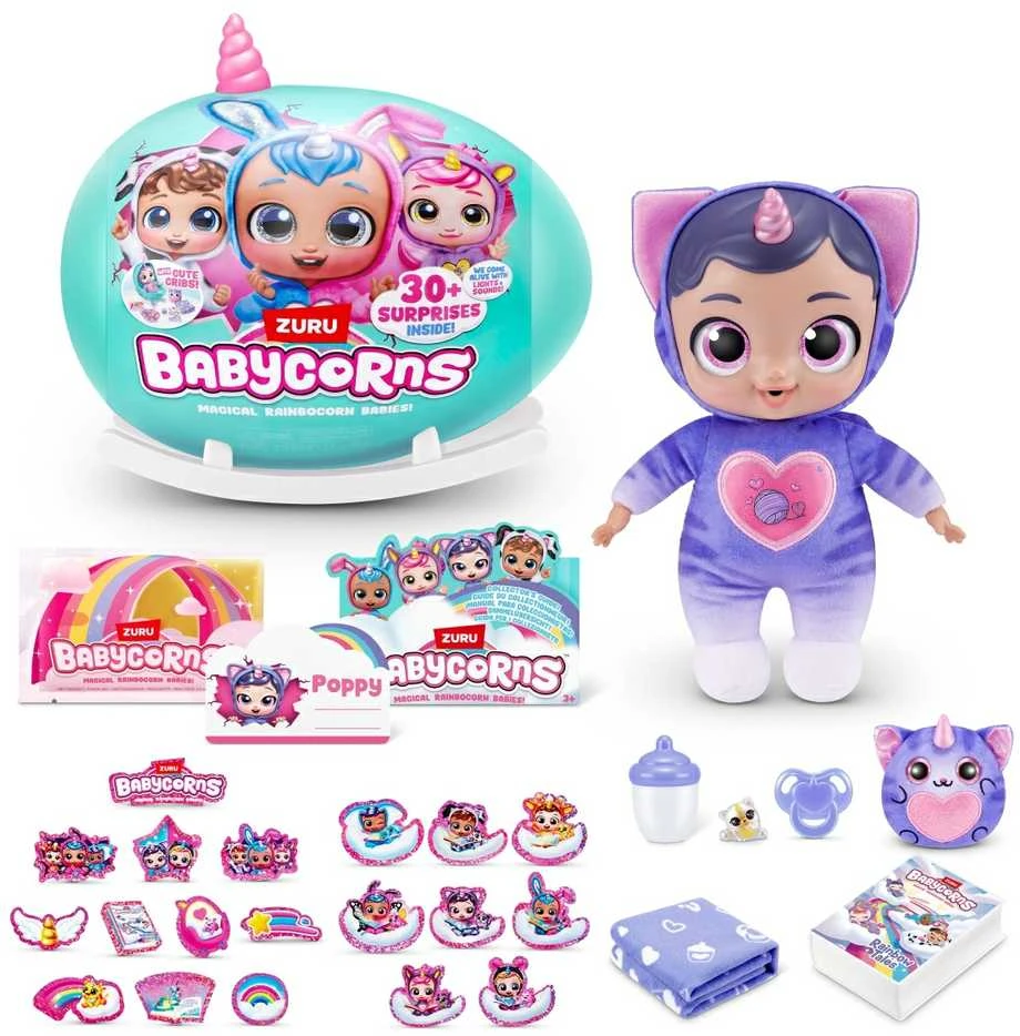 BABYCORNS lėlė su aksesuarais Magical Rainbocorn Babies, 1 serija, asort., 92108