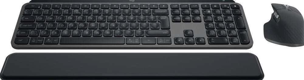 Belaidė klaviatūra ir pelė + Atrama riešui Logitech MX Keys S Combo, Graphite