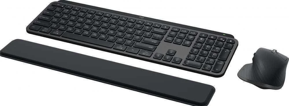 Belaidė klaviatūra ir pelė + Atrama riešui Logitech MX Keys S Combo, Graphite