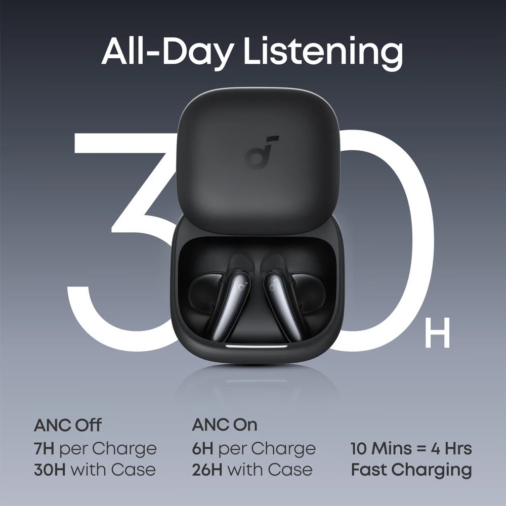 Belaidės ausinės Anker Soundcore Liberty Buds, su ANC, juodos spalvos