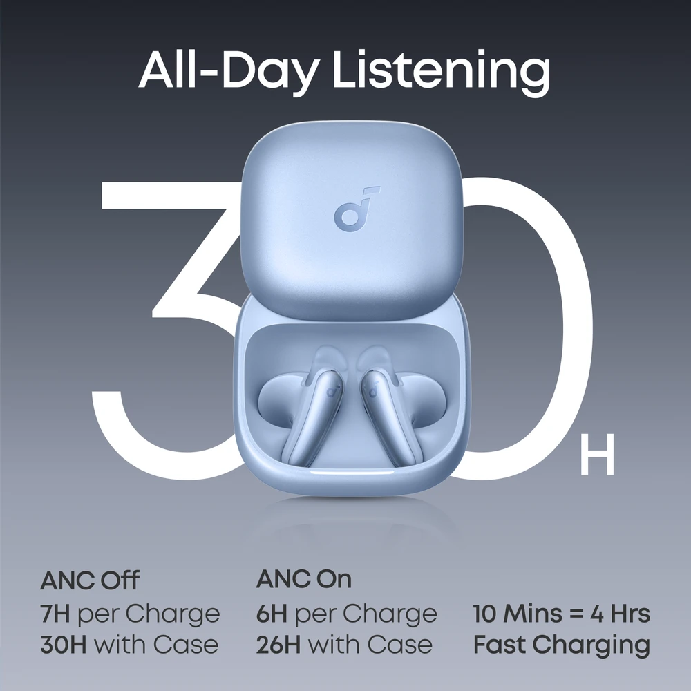 Belaidės ausinės Anker Soundcore Liberty Buds, su ANC, mėlynos spalvos