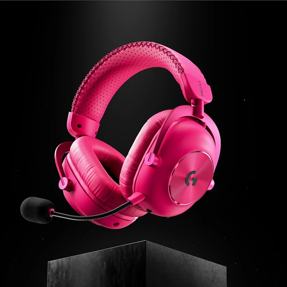 Belaidės žaidimų ausinės su mikrofonu Logitech G PRO X3 LIGHTSPEED, 7.1, Bluetooth, rožinės spalvos | 981-001756