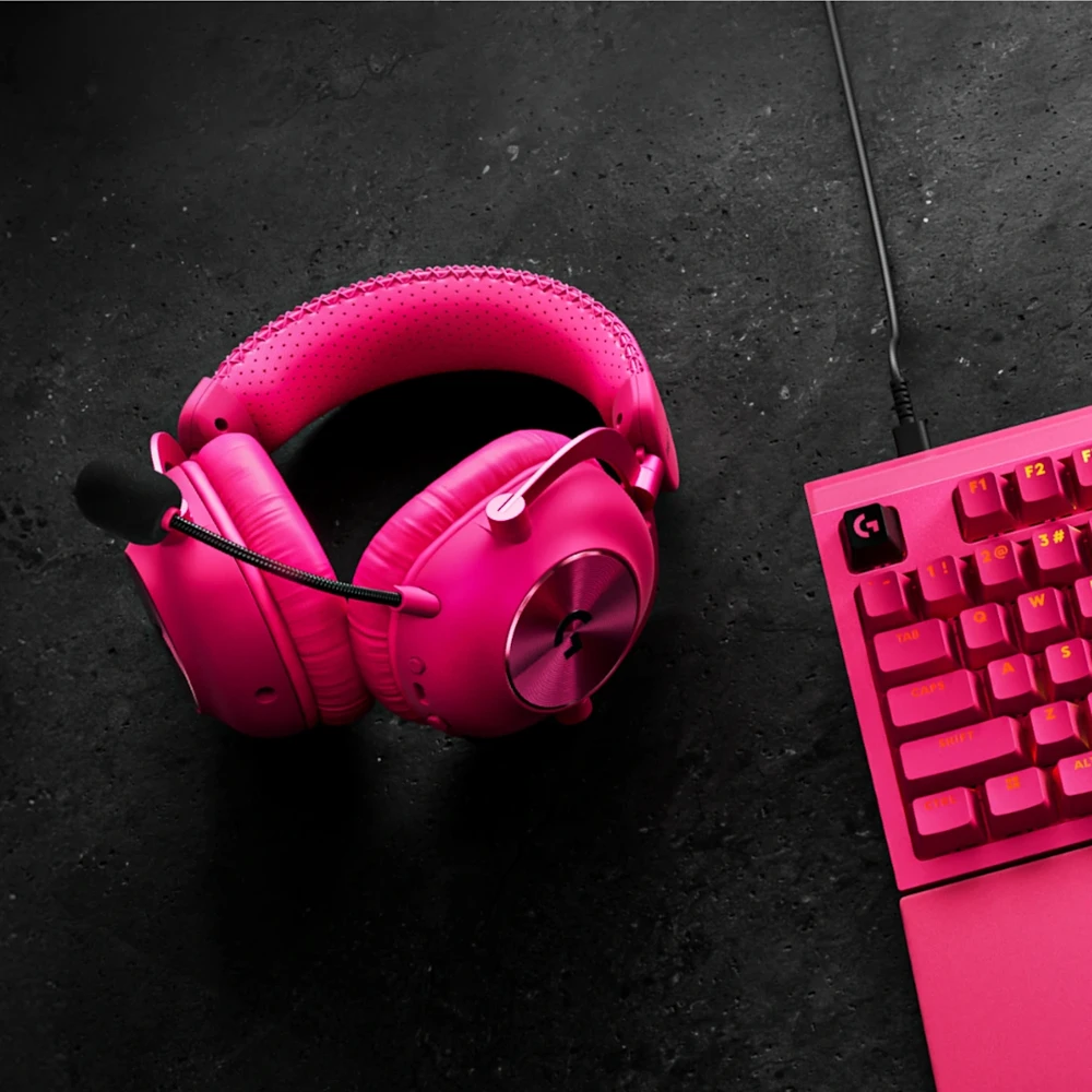 Belaidės žaidimų ausinės su mikrofonu Logitech G PRO X3 LIGHTSPEED, 7.1, Bluetooth, rožinės spalvos | 981-001756