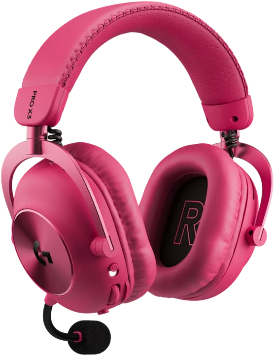 Belaidės žaidimų ausinės su mikrofonu Logitech G PRO X3 LIGHTSPEED, 7.1, Bluetooth, rožinės spalvos | 981-001756