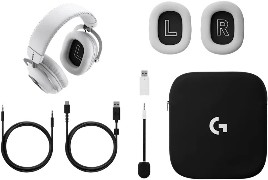 Belaidės žaidimų ausinės su mikrofonu Logitech G PRO X3 LIGHTSPEED, 7.1, Bluetooth, baltos spalvos | 981-001748