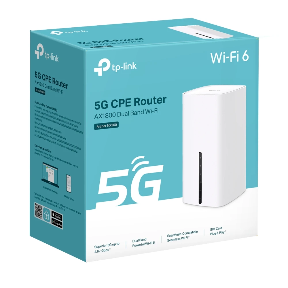 Belaidis maršrutizatorius TP-Link Archer NX200 V3, Wi-Fi 6 AX1800, iki 4,67 Gb/s 5G, 1201 + 574 Mb/s, Gigabit WAN/LAN, EasyMesh