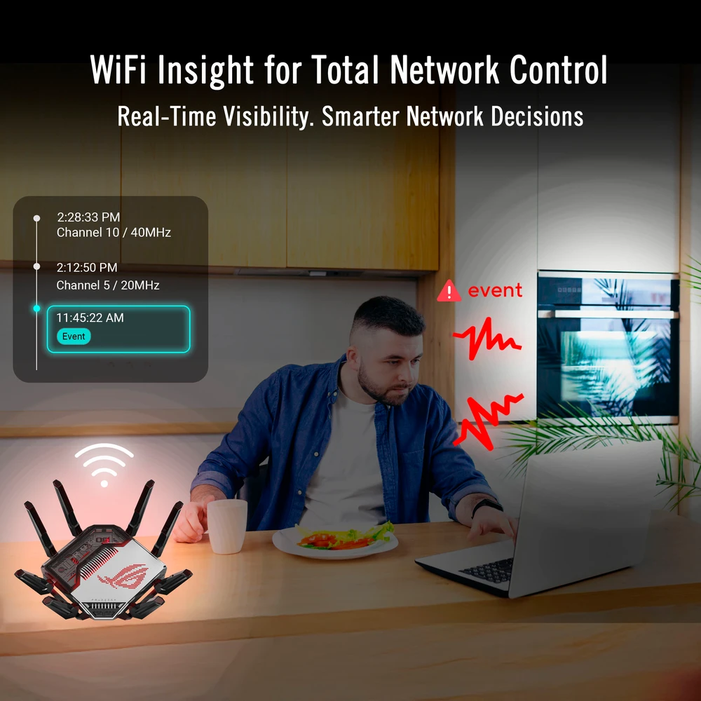 Asus ROG Rapture GT-BN98 — pasaulyje pirmasis Wi-Fi 8 žaidimų maršrutizatorius. Keturių dažnių, iki 25 000 Mbps, du 10G prievadai, žaidimų spartinimas/ Naujiena 2026