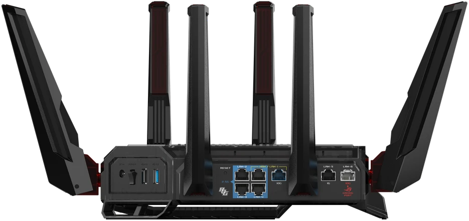Asus ROG Rapture GT-BN98 — pasaulyje pirmasis Wi-Fi 8 žaidimų maršrutizatorius. Keturių dažnių, iki 25 000 Mbps, du 10G prievadai, žaidimų spartinimas/ Naujiena 2026
