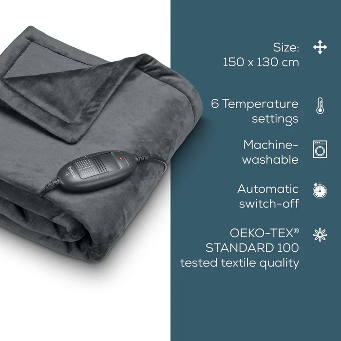 Šildanti antklodė Beurer HD74 Cozy, Juoda