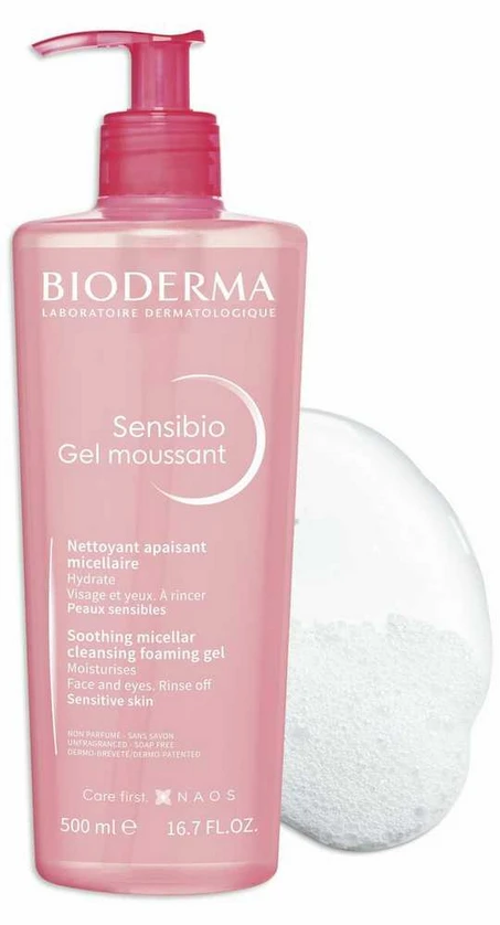 Bioderma Sensibio Foaming Gel Gelinis veido prausiklis jautriai odai, 500 ml