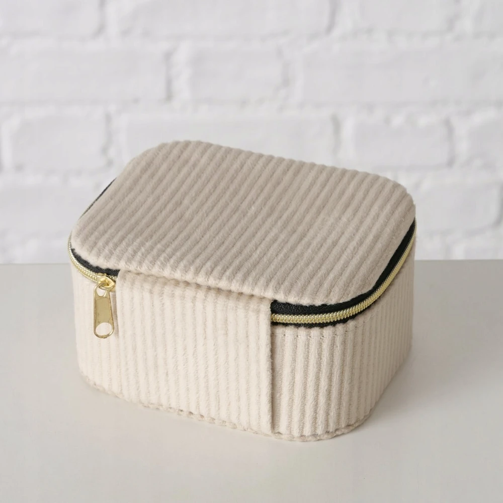 Boltze papuošalų dėžutė, aptraukta velvetu CAJA, 12 x 10 x 6 cm, spalvos: kreminė