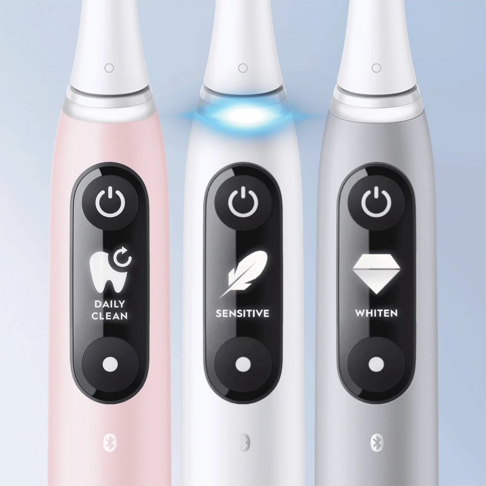 Braun Oral-B iO6 Series, elektrinis dantų šepetėlis, baltos spalvos