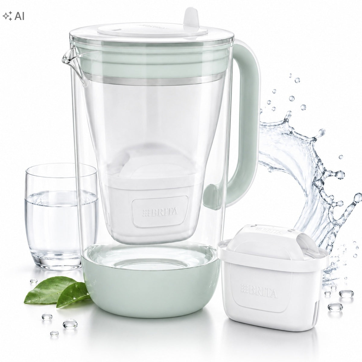 BRITA GLASS JUG ANNIVERSSARY (2,5l) vandens filtravimo indas, žalios spalvos aprašymas - Prekės nuotrauka