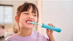 2 dalių šepetėlių galvučių pakuotė Philips Sonicare For Kids HX6042/90, baltos/mėlynos spalvos aprašymas - Prekės nuotrauka