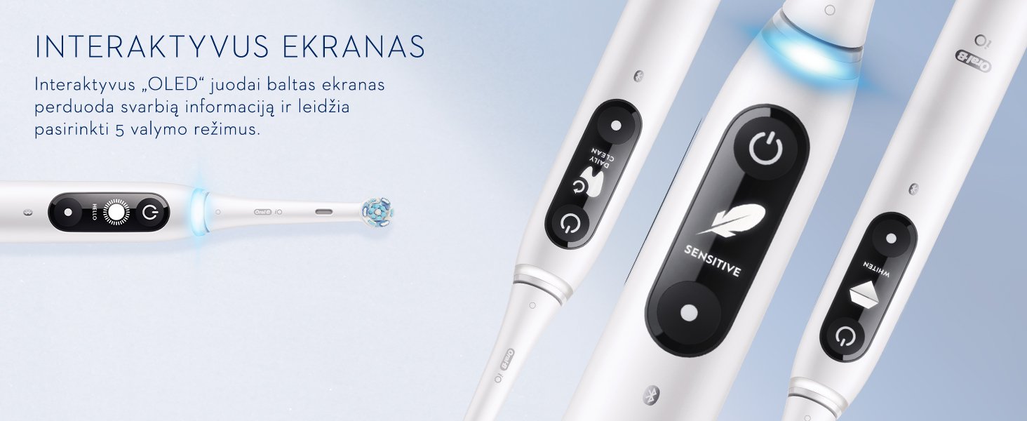 Braun Oral-B iO6 Series, elektrinis dantų šepetėlis, baltos spalvos aprašymas - Prekės nuotrauka