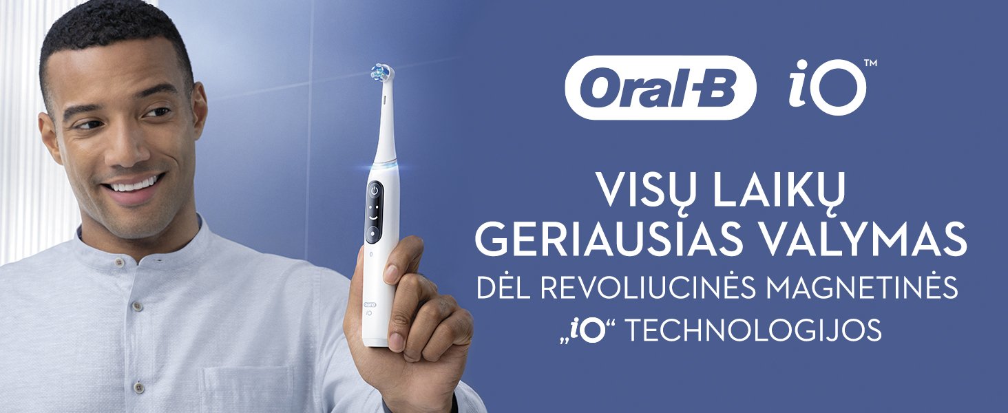 Braun Oral-B iO6 Series, elektrinis dantų šepetėlis, baltos spalvos aprašymas - Prekės nuotrauka