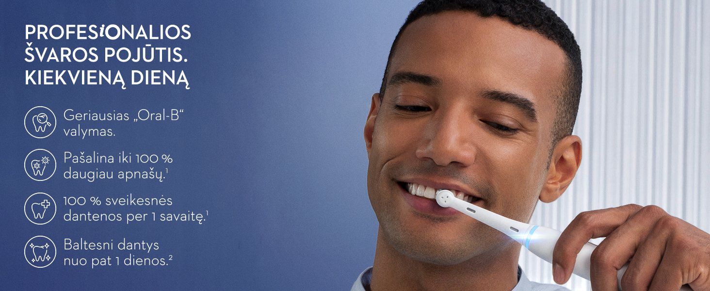 Braun Oral-B iO6 Series, elektrinis dantų šepetėlis, baltos spalvos aprašymas - Prekės nuotrauka