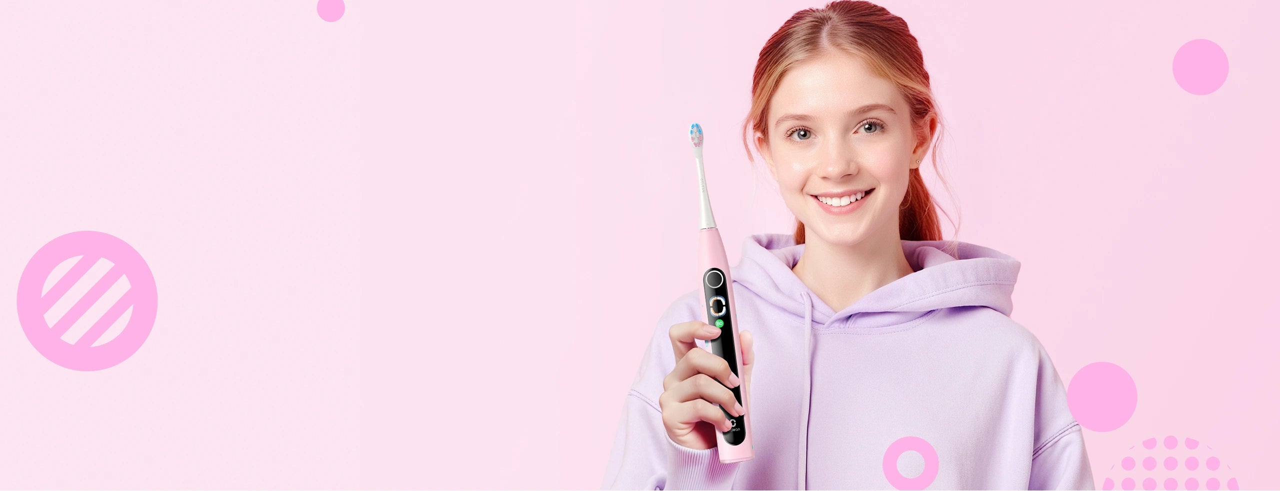 Elektrinis dantų šepetėlis vaikams Oclean X Kids S, rožinės spalvos aprašymas - Prekės nuotrauka